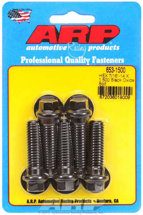 "7/16""-14 X 1.500 hex black oxide bolts" (5pcs)