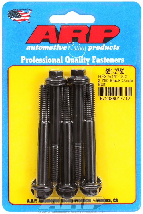 "5/16""-18 X 2.750 hex black oxide bolts" (5pcs)