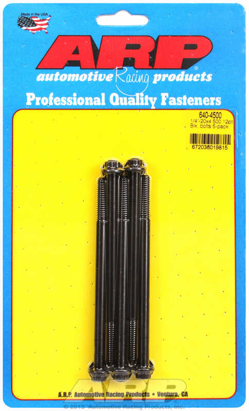 "1/4""-20 x 4.500 12pt black oxide bolts" (5pcs)