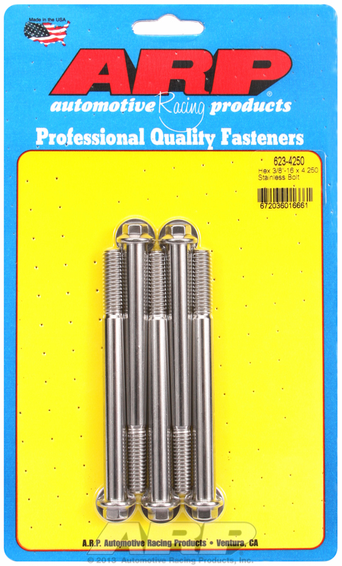 "3/8""-16 x 4.250 hex SS bolts" (5pcs)