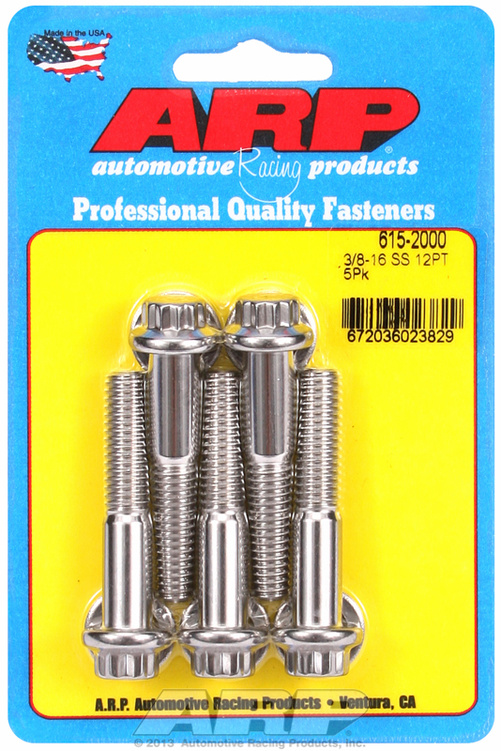 "3/8""-16 x 2.000 12pt 7/16 wrenching SS bolts" (5pcs)