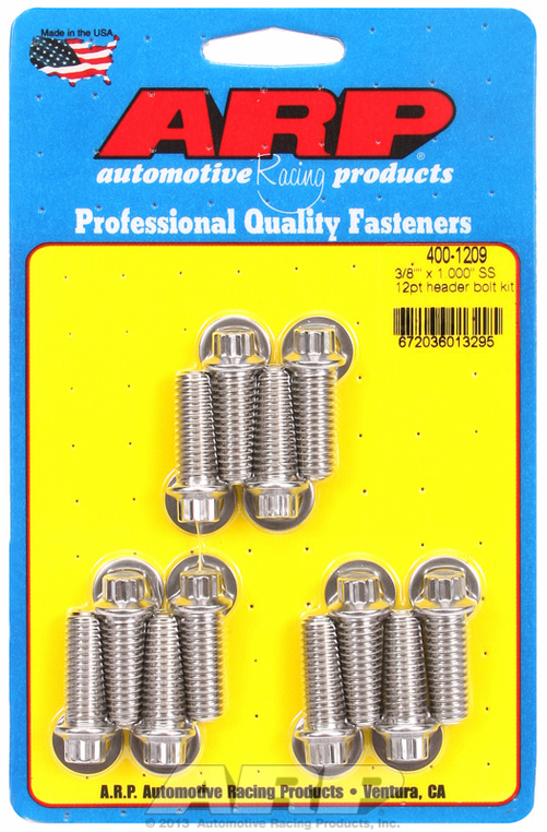 "3/8"" x 1.000 SS 12pt header bolt kit"