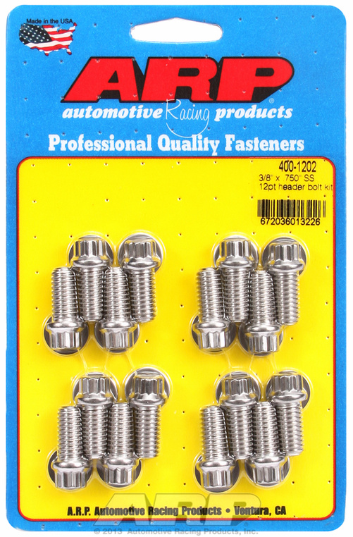 "3/8"" x .750 SS 12pt header bolt kit"
