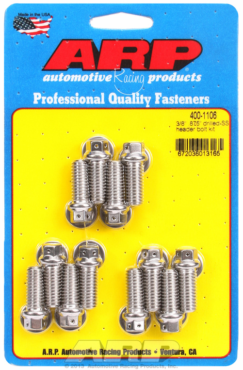 "3/8"" x .875 drilled SS header bolt kit"