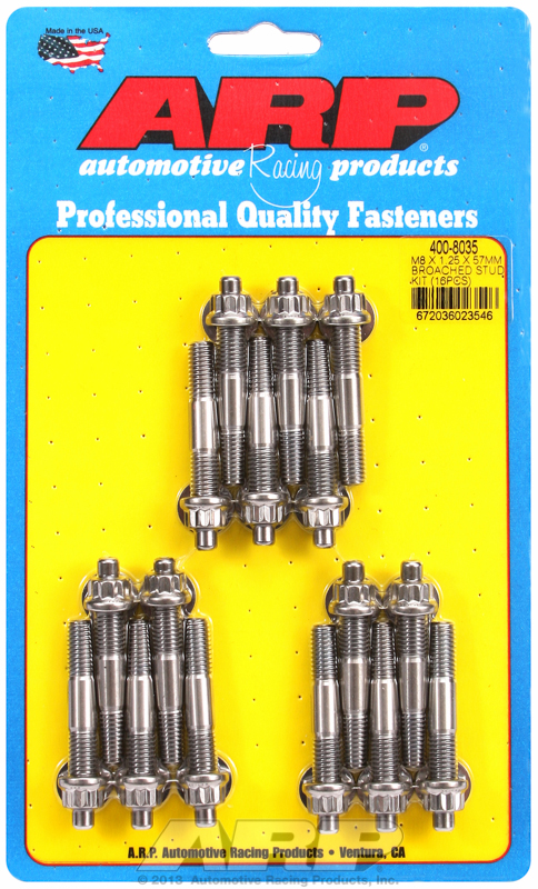 M8 X 1.25 X 57mm broached stud kit - 16pcs