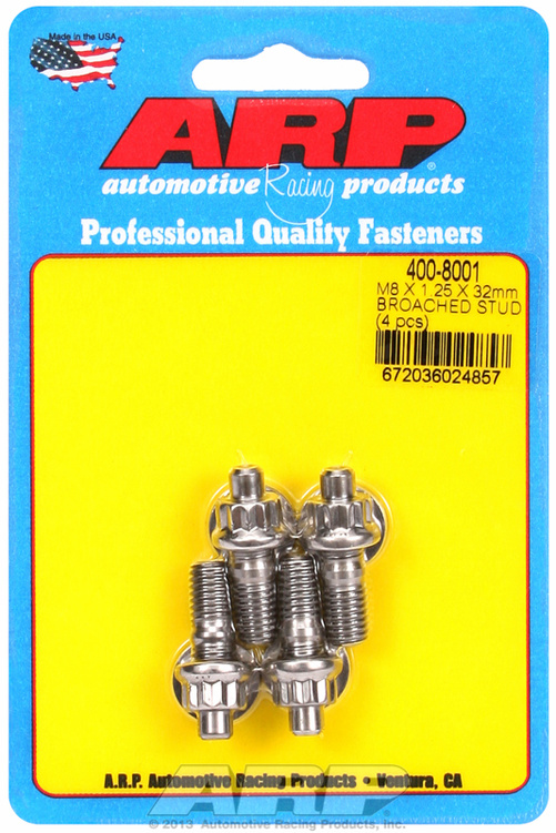 M8 X 1.25 X 32mm broached stud kit - 4pcs