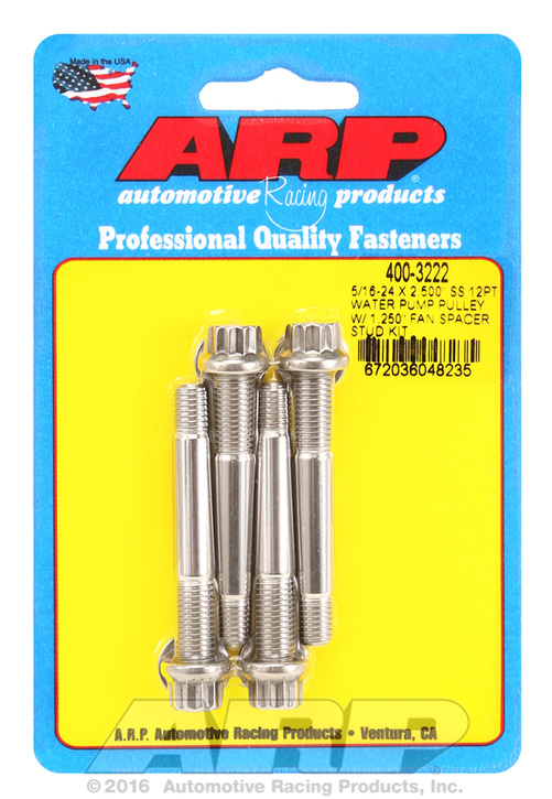 ARP 5/16-24x2.500 SS 12pt WP pulley w/ 1.250" fan spcr stud