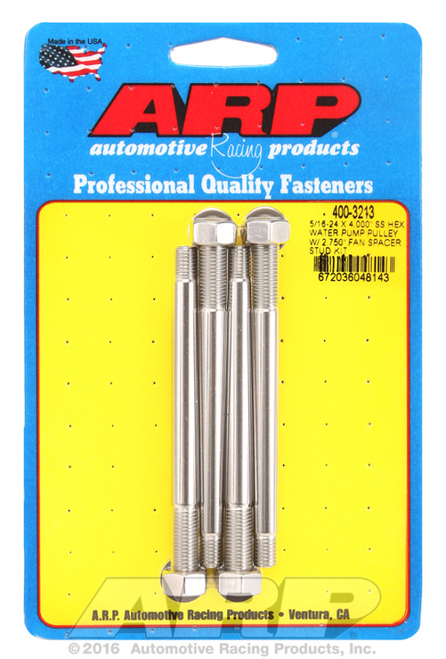 ARP 5/16-24x4.000 SS hex WP pulley w/ 2.750" fan spcr stud