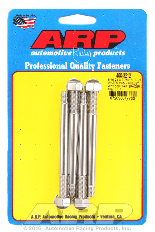 ARP 5/16-24x3.750 SS hex WP pulley w/ 2.500" fan spcr stud