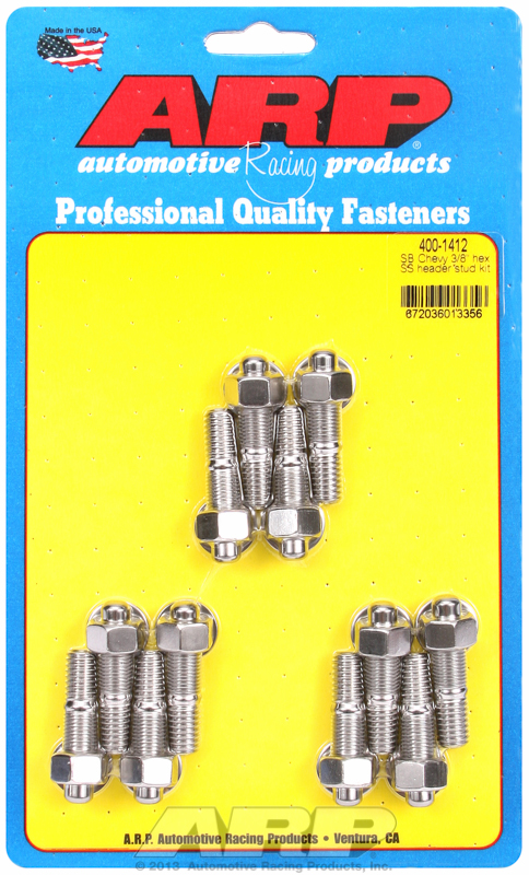 "SB Chevy 3/8"" hex SS header stud kit"