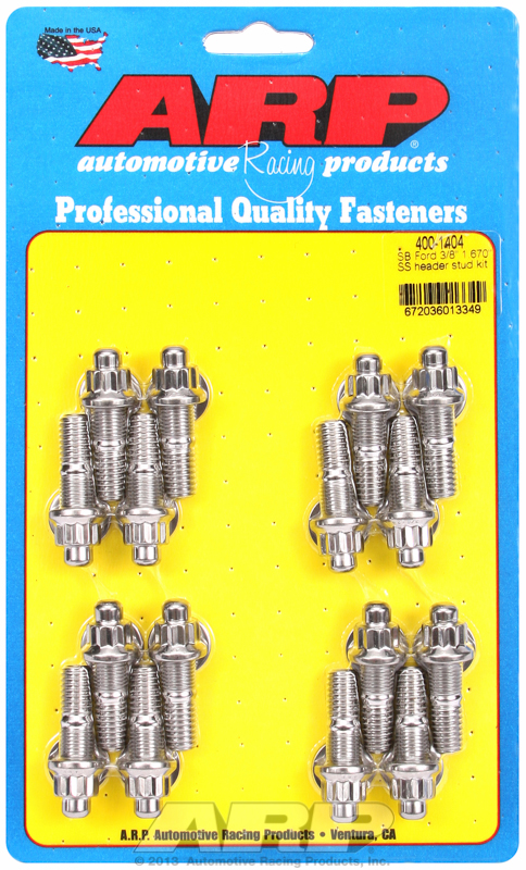 "SB Ford 3/8"" x  1.670 SS header stud kit"