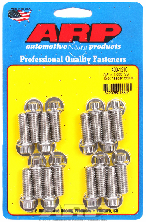 "3/8"" x 1.000 SS 12pt header bolt kit"