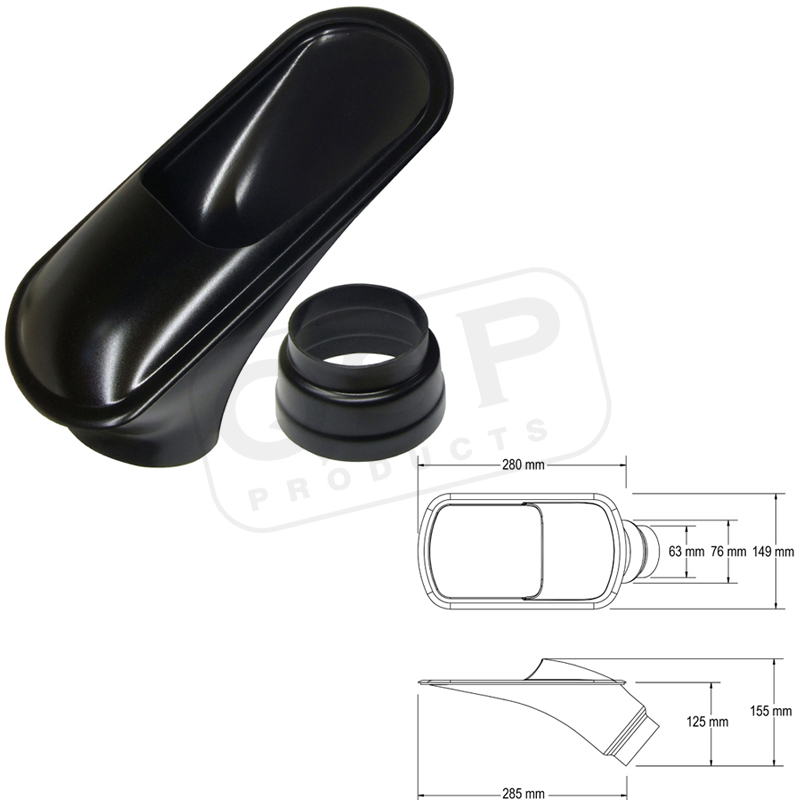Inlet 63+76mm Black