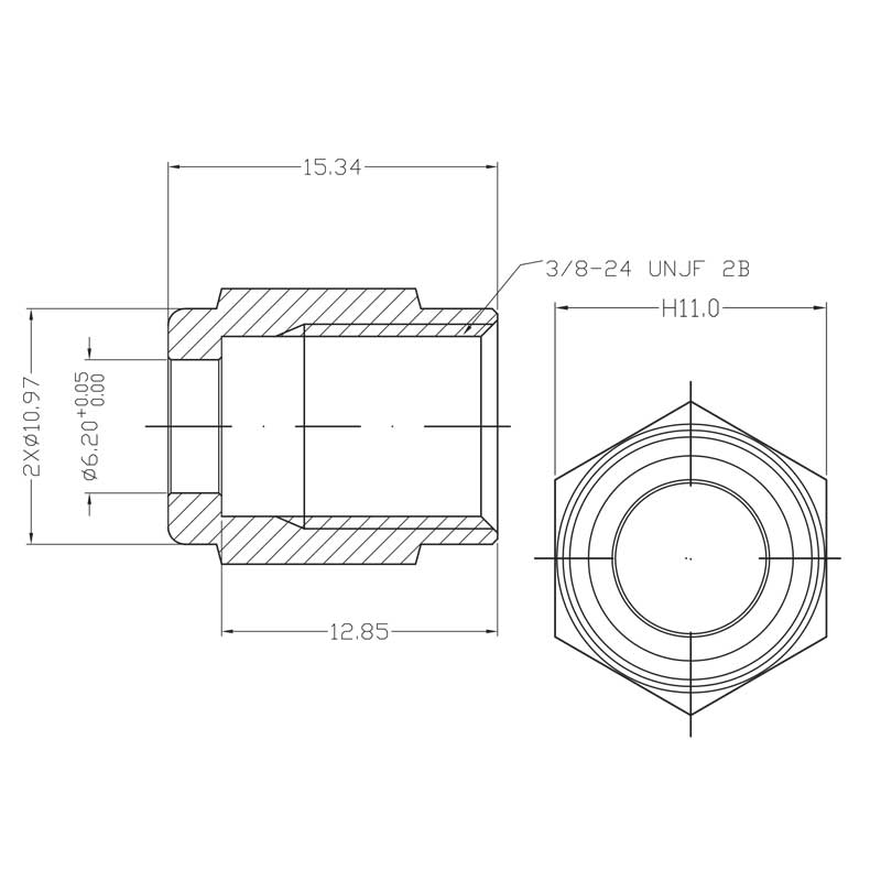 Brake fitting female 3/8-24 45 degree