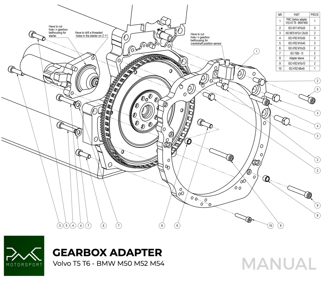 Adapter kit Volvo "White" engine - BMW ZF GS5-39DZ Gearbox