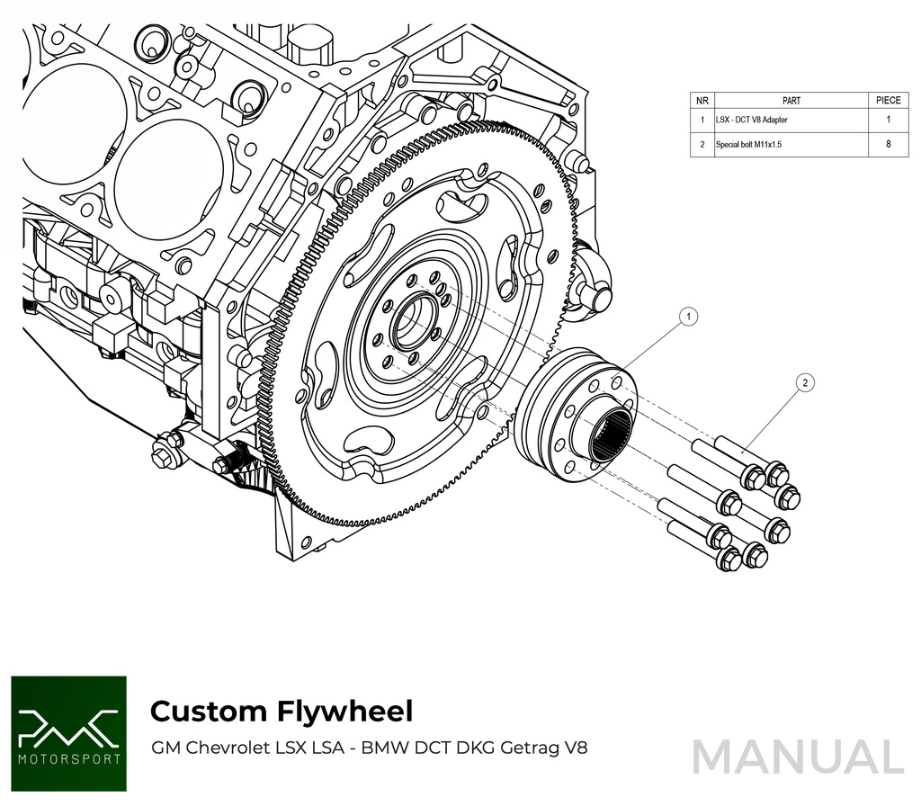 PMC Adapter Kit GM Chevrolet LSX - BMW GS7D36SG DCT DKG V8