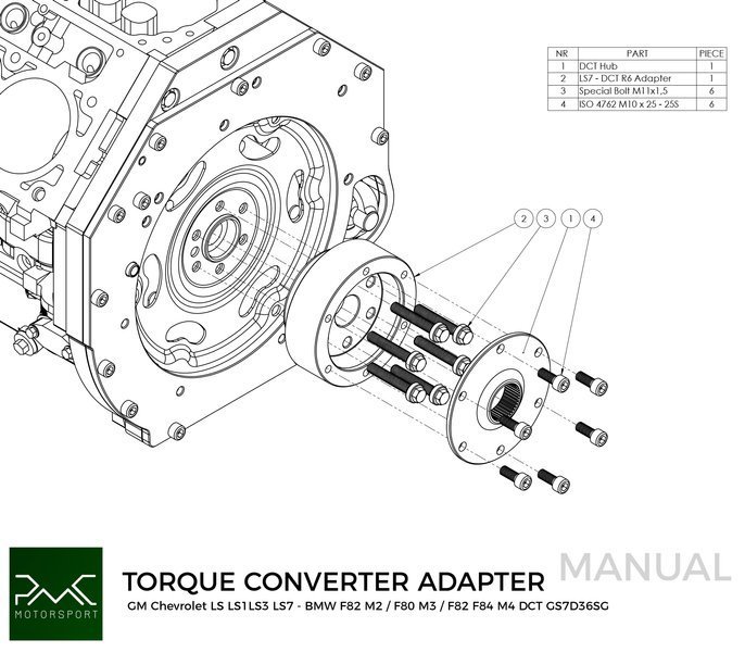 PMC Adapter Kit GM Chevrolet LSX - BMW DCT DKG Getrag GS7D36SG Inline-six