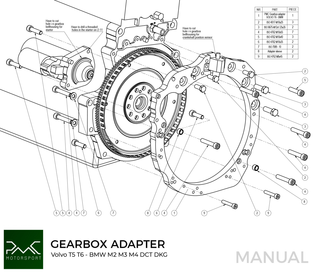 PMC Adapter Kit Volvo T - BMW DCT DKG Getrag GS7D36SG Inline-six