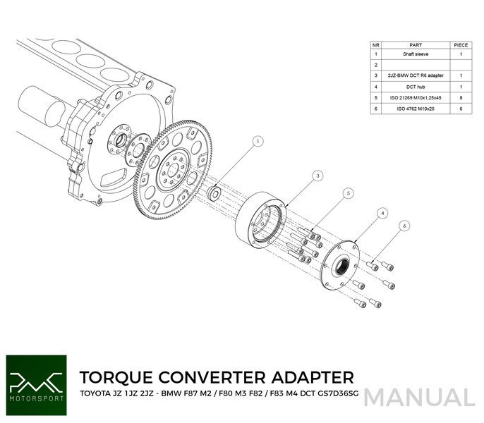 PMC Adapter kit Toyota JZ - BMW DCT DKG Getrag GS7D36SG Inline-six