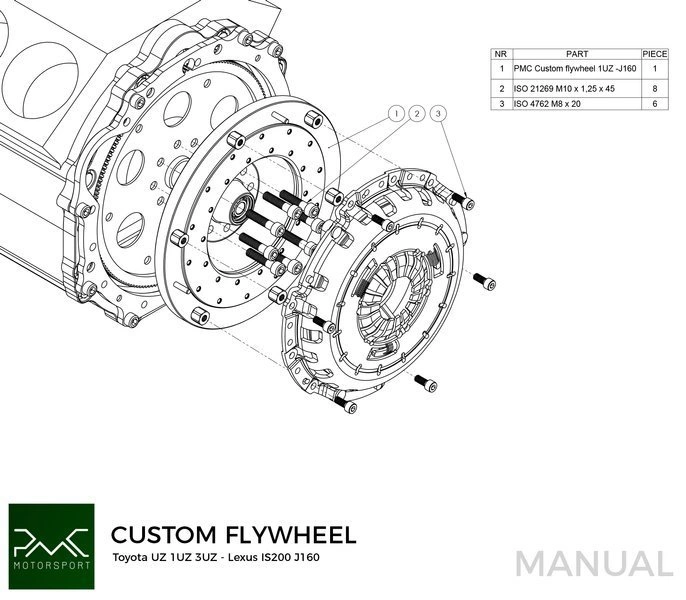 PMC Adapter Kit Toyota UZ - Toyota Altezza / Lexus IS200 J160 Aisin AZ6 (first gen.)