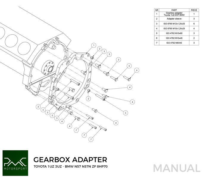 PMC Adapter Kit Toyota UZ - BMW N57N N57 ZF 8HP70