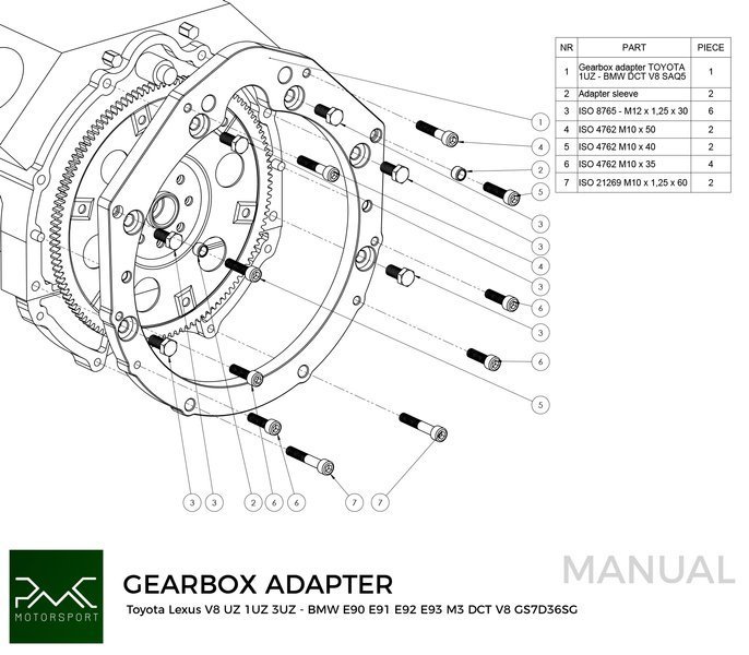 PMC Adapter Kit Toyota UZ - BMW DCT DKG Getrag GS7D36SG V8