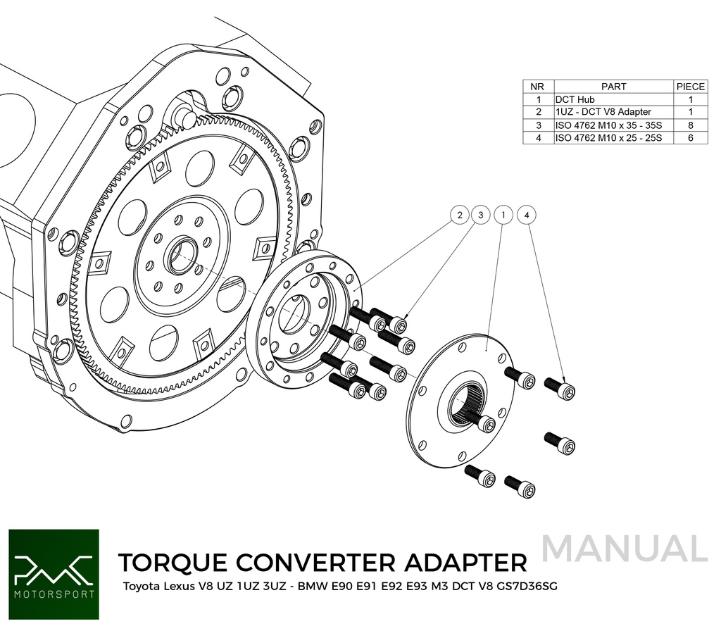 PMC Adapter Kit Toyota UZ - BMW DCT DKG Getrag GS7D36SG V8
