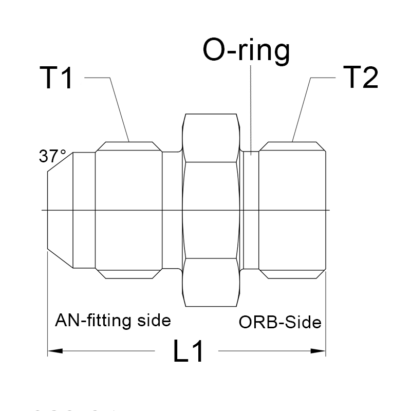 AN10 male - AN8 O-ring male Adapter