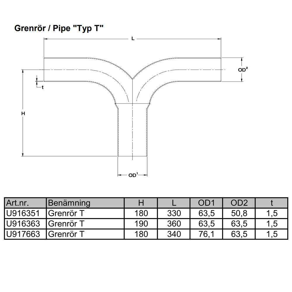 T-pipe 89x76 SS