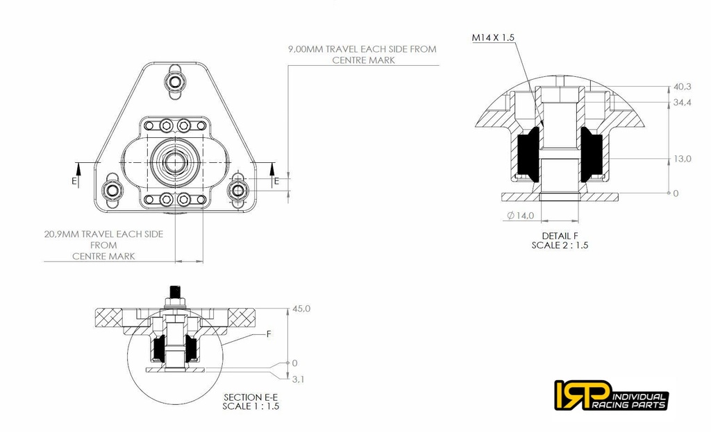 IRP Adjustable camber plates BMW E36
