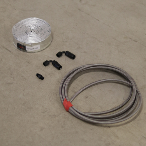 Holset Oil in Kit Turbo 2 x 90 Degrees AN4 + Alu Heat Shield