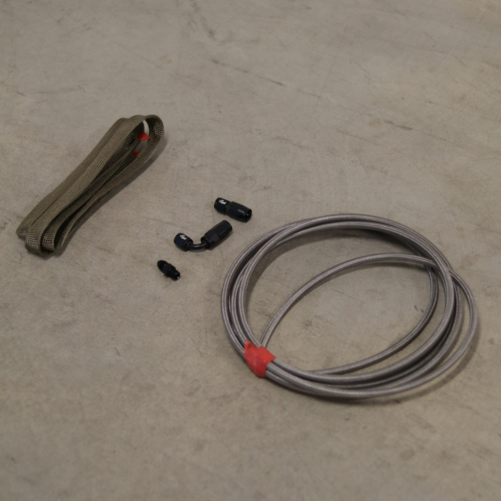 Borgwarner SXE Oil in Kit Turbo 1 x Straight 1 x 90 Degree AN4 + Heat Protection Stocking