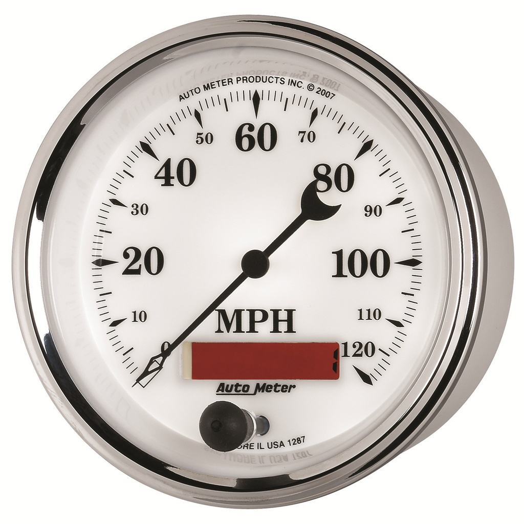 3-3/8" Speedometer, 0-120 Mph, Old-Tyme White Ii