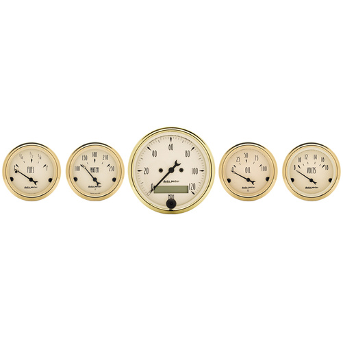 5 Pc. Gauge Kit, 3-1/8" & 2-1/16", Elec. Speedometer, Golden Oldies