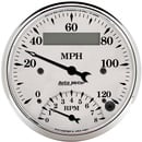 3-3/8" Tachometer/Speedometer Combo, 8k Rpm/120 Mph, Old-Tyme White