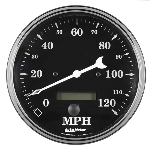 5" Speedometer, 0-120 Mph, Elec. Prog. W/ Lcd Odo, Old Tyme Black