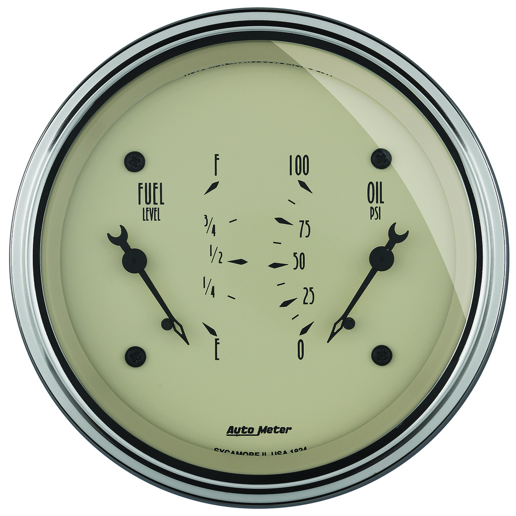 3-3/8" Dual Gauge, 100 Psi/0-90 Ω, Antique Beige