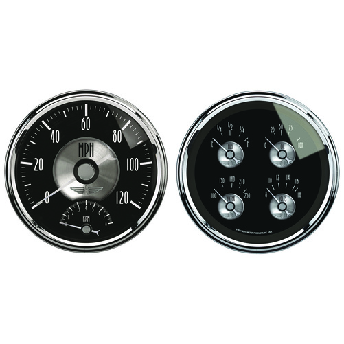 2 Pc. Gauge Kit, 5" Quad & Tach/Speedo, 240-33 Ω, Prestige Blk. Diamond