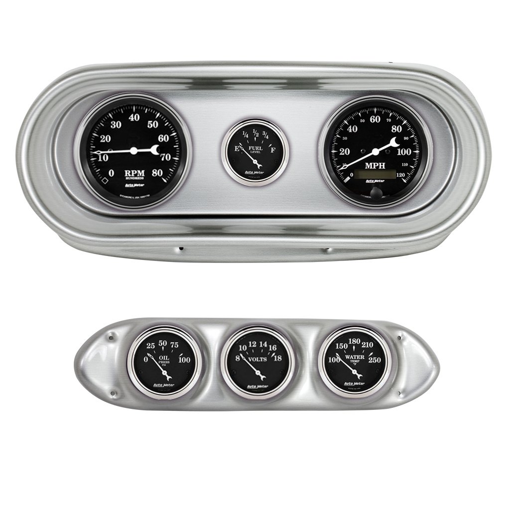 6 Gauge Direct-Fit Dash Kit, Nova 62-65, Old Tyme Black