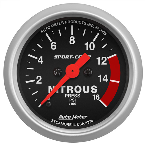 2-1/16" Nitrous Pressure, 0-1600 Psi, Sport-Comp