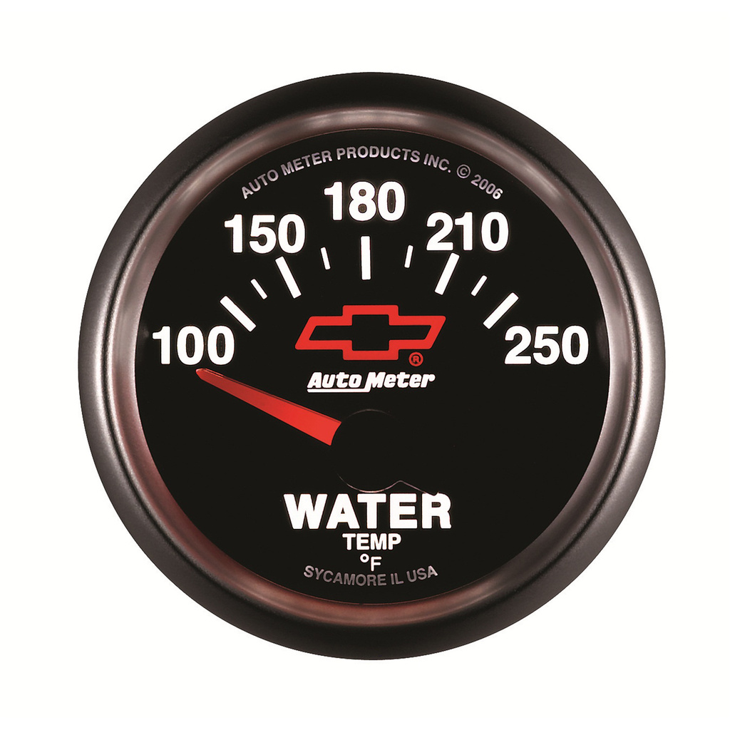 2-1/16" Water Temperature, 100-250 °F, Chevy Red Bowtie, Black
