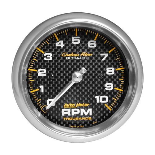 3-3/8" In-Dash Tachometer, 0-10,000 Rpm, Carbon Fiber
