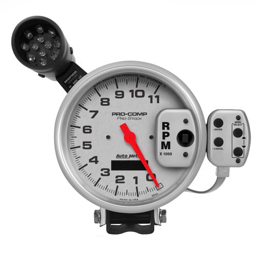 5" Tachometer, 0-11,000 Rpm, Pro-Stock Pedestal W/ Super Lite & Peak Mem, Ultra-Lite