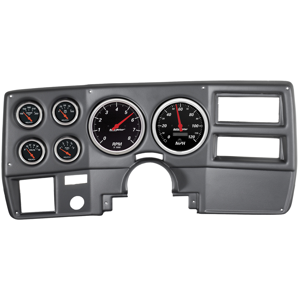 6 Gauge Direct-Fit Dash Kit, Chevy Truck / Suburban 73-83, Designer Black