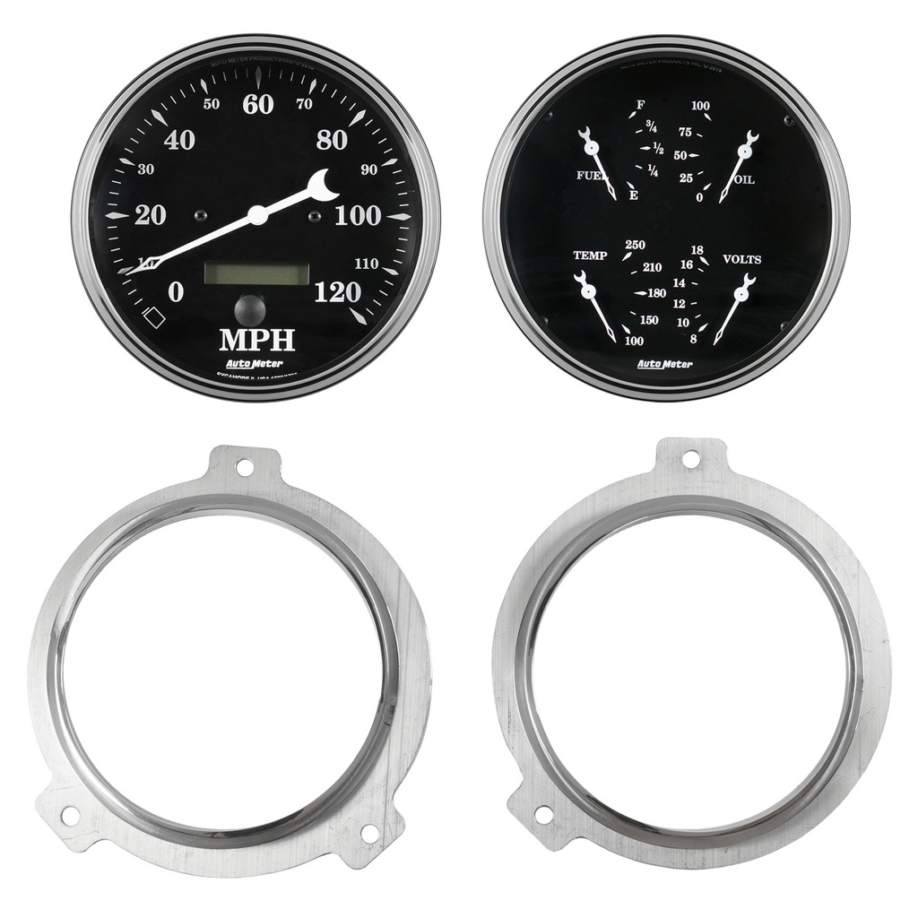 2 Gauge Direct Fit Dash Kit, Chevy Car 51-52, 2 Gauge,  Old Tyme Black