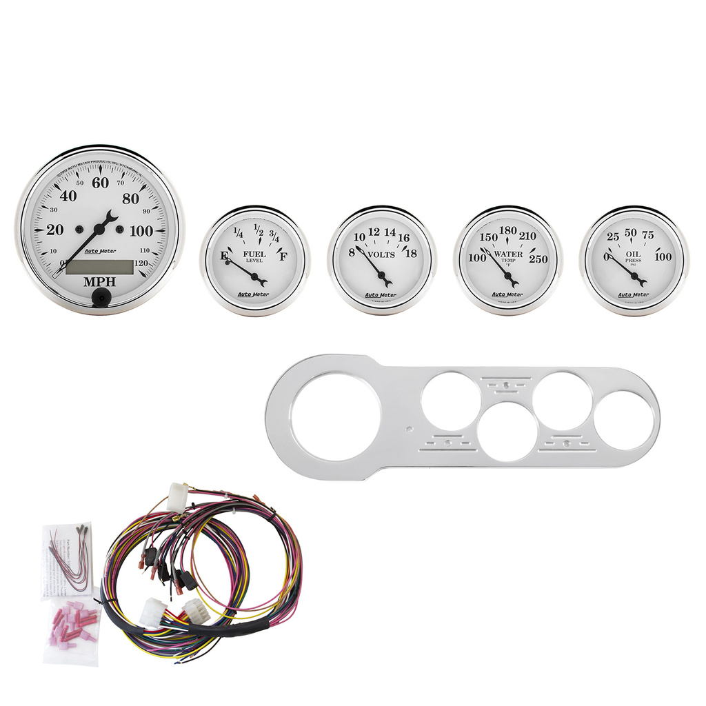 5 Gauge Direct-Fit Dash Kit, Chevy Car 53-54, Old Tyme White