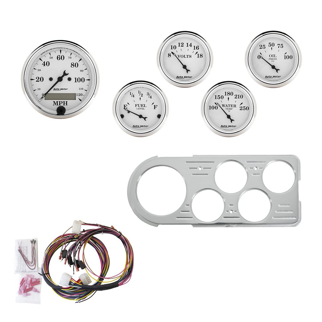 5 Gauge Direct-Fit Dash Kit, Ford Truck 48-50, Old Tyme White