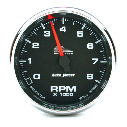 2-5/8" Tachometer, 0-8,000 Rpm, Black, Pro-Cycle