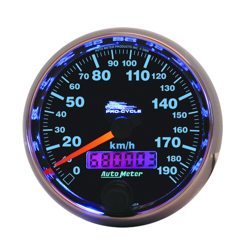 2-5/8" Speedometer, 0-190 Kph, Black, Pro-Cycle