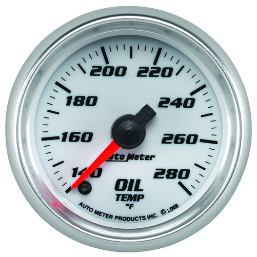 2-1/16" Oil Temperature, 140-280 °F, White, Pro-Cycle